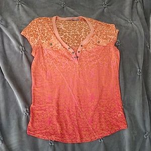 EUC - Athleta Orange burn out Medium tee